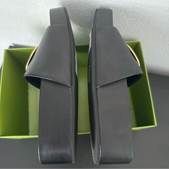 NEW Tory Burch Patos Platform Black Leather Slide Sandal - Picture 8 of 13